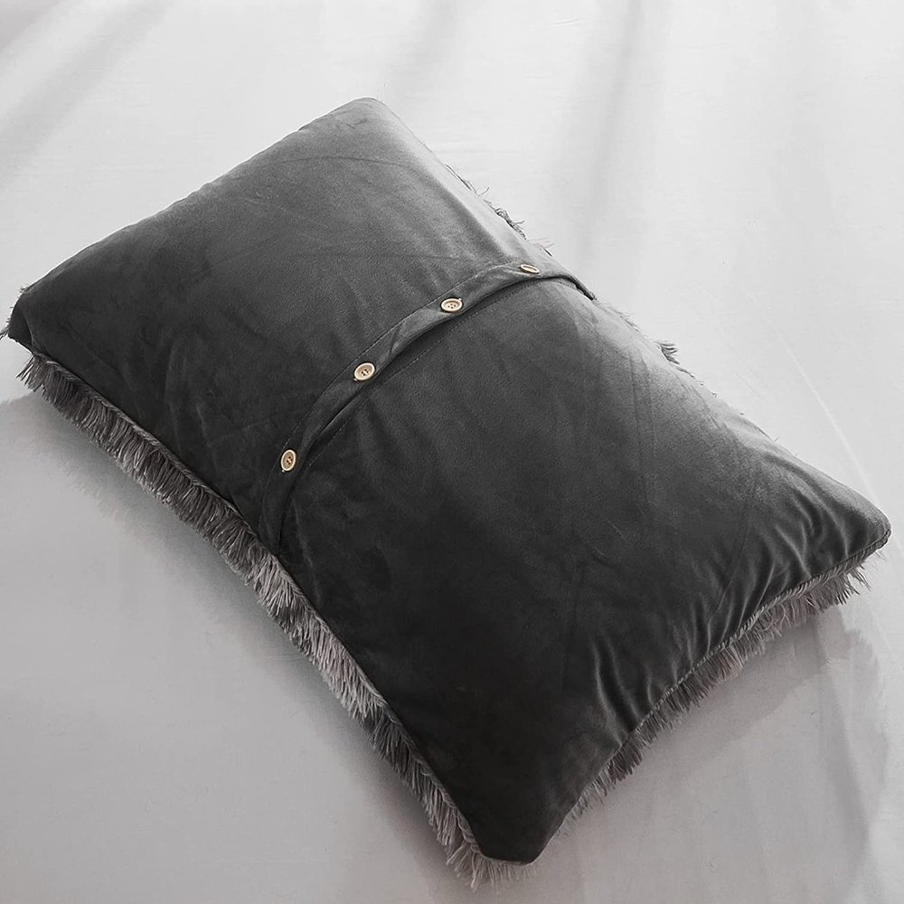 NEW Shaggy Fluffy Faux Fur Duvet Cover Set Button Closure Velvety Bedding Set - Picture 8 of 9